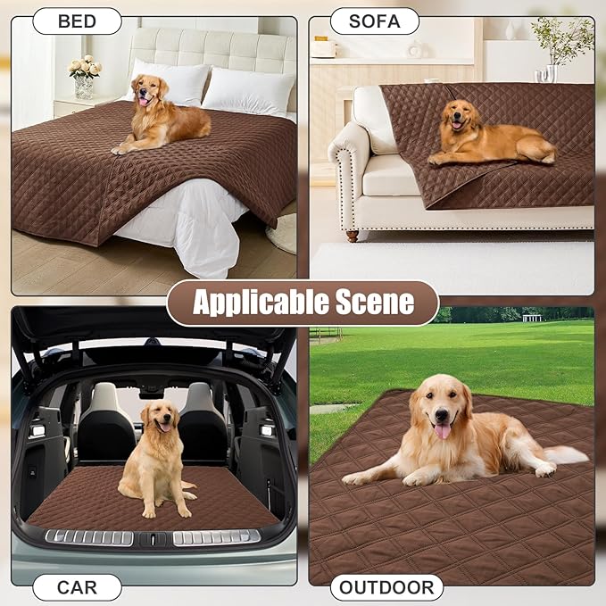 Smiry Waterproof Dog Bed Cover Pet Blanket, Soft Washable Dog Blanket for Furniture Bed Couch Sofa Reversible, Checkered (30"x53", Brown/Brown)