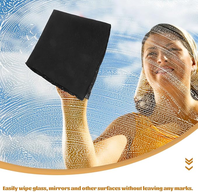 8pcs Microfiber Cleaning Cloth for Glass and Car 30x30cm Black Reusable Lint-Free Window and Mirror Wiping Towels Household Cleaning Supplies