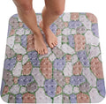 ENKOSI Extra Large Square Non Slip Shower Mat - 31 x 31-inch XL Bathroom Shower Mat - Square Shower Mats for Shower Stall Floors | Secure Suction Cups and Drain Holes (31x31 Stone Path)