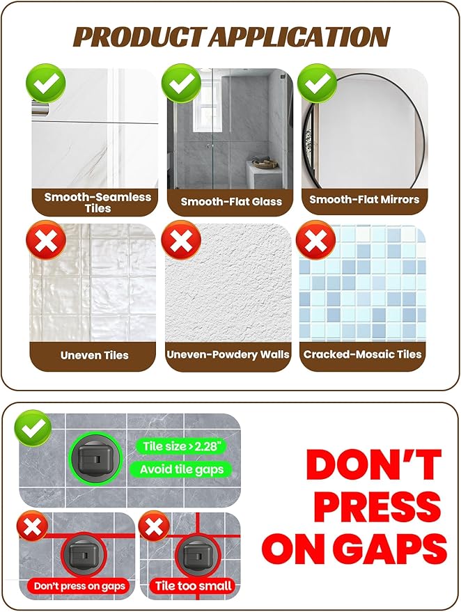 Shower Caddy Suction Cup,2 Pack Shower Shelves with Hooks No Drilling Removable,Large Capacity Bathroom Organizers and Storage,Waterproof Rustproof Shower Bathroom Accessories Decor(Gray)