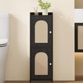 Bathroom Storage Cabinet, Small Corner Floor Cabinet with 2 Doors and Adjustable Shelf, Narrow Toilet Paper Cabinets, Bathroom Organizer for Small Spaces, 7.9" D x 9.8" W x 29.5" Rattan Black