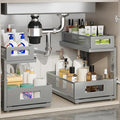 Corbyles 2 Pack 15.74IN-Depth Under Sink Organizer With Next-Gen Ball-Bearing Slides,2-Tier Pull Out Cabinet Storage,Height Adjustable Drawer Shelf for Bathroom,Kitchen,Laundry,Cabinet,Pantry-Gun Gray
