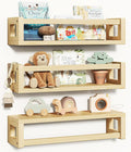 Upgraded Thick Floating Shelves - Multi-Use Wall-Mounted Bookshelves for Kids and Nursery, Ideal for Books, Toys, Spice Rack, Decor - NaturalWood