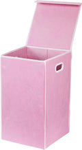 Simple Houseware Foldable Laundry Hamper Basket with Lid, Pink