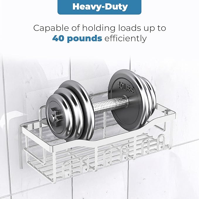 Fab Glass and Mirror shower caddy Bathroom shower organizer (White, Pack of 5)