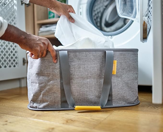 Joseph Joseph Hold-All - Collapsible Folding 35L/9.2 Gallon Washing Laundry Basket Bag, Durable Fabric, Moisture Resistant, Grey