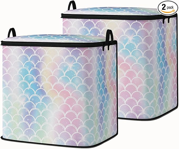 Large Comforter Storage Bag with Zipper,Closet Organizer for Clothes,Blankets,Quilts,Pillows,Fabric Moving Bags with Portable Handles 95L(2-Pack)