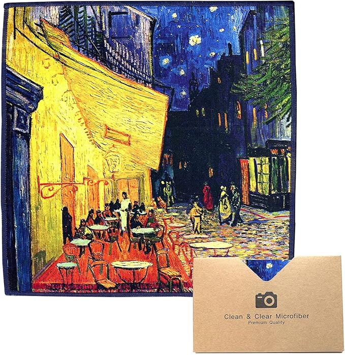 Large [2 Pack] Classic Art (Gogh Café Terrace at Night) - Ultra Premium Quality Microfiber Cleaning Cloths (Best for Camera Lens, Glasses, Screens, and All Lens.), Microfiber cloth