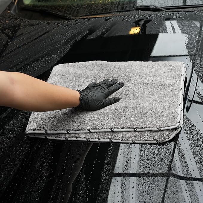 SPTA Drying Towel, Car Wash Drying Towel for Car wahing, Highly Absorbent, 1Pack Large Microfiber Towel Without Scratches or Water Spots, 26.4 x 38.2 inch, Grey-MT035