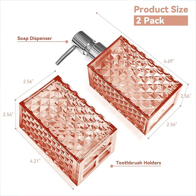 2PCS Orange Bathroom Accessories. Contain Soap Dispenser and Toothbrush Holder Set. Boho Bathroom Set for Blue Bathroom Décor