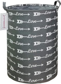 QUEENLALA Large Storage Basket,Laundry Hamper/Bathroom/Home Decor/Collapsible Round Storage Bin,Boys and Girls Hamper/Boxes/Clothing(Love Grey Arrow)