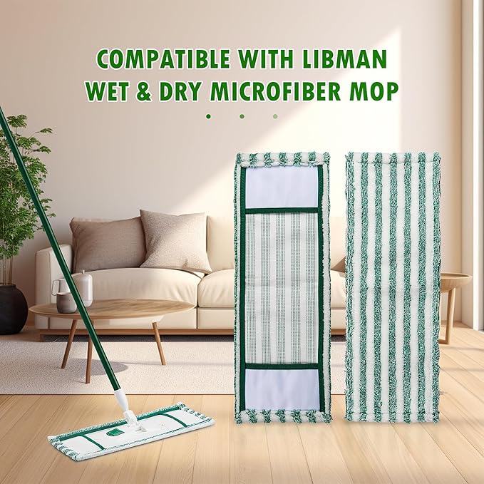 Microfiber Mop Refill for Libman Wet & Dry Microfiber Mop, 6 Pack Washable Mops Pads + 1 Count Laundry Bag