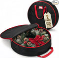 ZOBER 2 Pack Oxford Christmas Wreath Storage Container 24 Inch - Wreath Bag for Artificial Wreaths Box - Waterproof Fabric, Dual Zippered Wreaths Storage Bag With Strong Durable Handles - Black