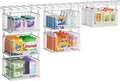 3-Pack Hanging Laundry Organizer, Stackable Wire Shelf Storage with Label Cards, Foldable Metal Baskets with 360°Rotating Hooks,Space-Saving for Laundry Room, Closet & Pantry ,11"×15" Large,White