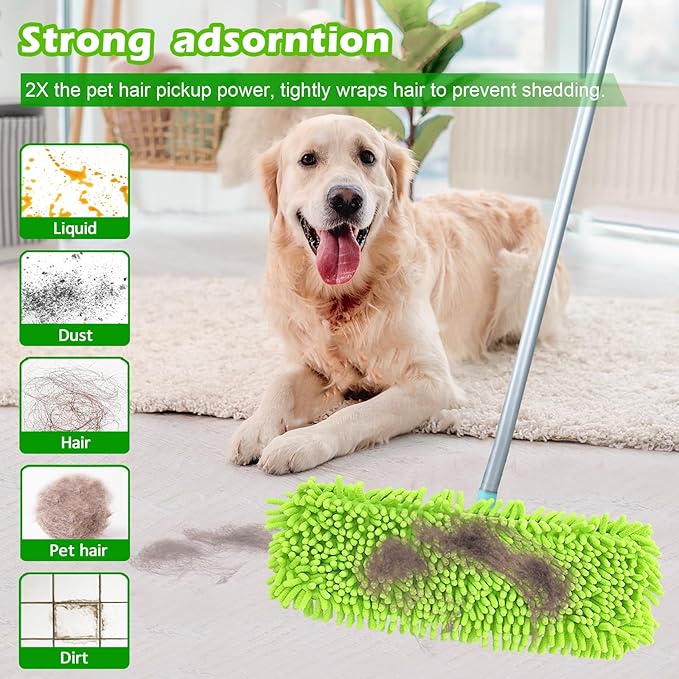 4PCS 15''~17'' Microfiber Dust Mop Pads Compatible with Leifheit 55210,Reusable Mop Refills,Replacent Wet Mopping Pad & Washable Dry Sweeping Cloths for Hardwood Floor/Tile/Marble Cleaning