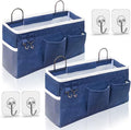 Kanrichu 2pcs Large Wall Hanging Organizer Bag, Linen Fabric Door Hanging Storage Baskets with Pockets, Waterproof Bin for Kitchen, Bedroom, Office, RV Camper (Blue)