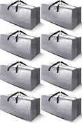 Cosy Family 8 Pack Heavy Duty Extra Large Moving Bags with Backpack Straps - Strong Handles & Zippers, Storage Totes For Space Saving, Fold Flat, Alternative to Moving Box (Set of 8, Silver)