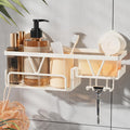 KEGII Shower Caddy Suction Cup with Soap Holder and Hooks, Removable Suction Bathroom Organizer Shelf, No Drilling Shower Organizer, Stainless Steel Shampoo Holder for Bathroom Storage, Cream White