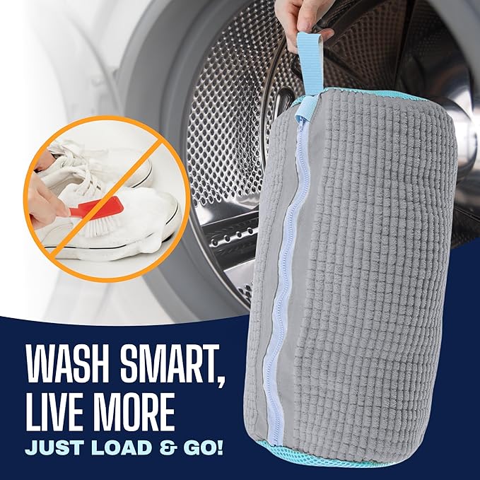 Shoe Washing Machine Bag, Laundry Shoe Bag for Washing Machine, Reusable Washing Bags for Washer and Dryer, 2 Pack Grey Shoe Washing Bag for Sneakers, Trainers & Tennis Shoes
