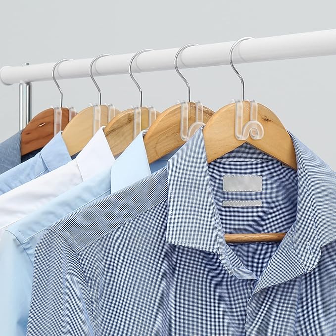 Jetec 48 Pieces Clothes Hanger Connector Hooks Extender Clips Clothes Hanger Hooks Extenders for Closet Space Saving Cascading Velvet Huggable Hangers Accessory(Clear)