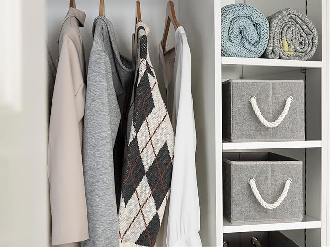 StorageWorks Foldable Storage Bins, Closet Organizer Bins, Shelf Baskets for Organization, Clothes Storage Bins, Toy Organizers and Storage Basket, Gray, 3-Pack, Small