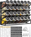 Magnetic Spice Rack Organizer for Refrigerator with 28 Spice Jars, 386 Spice Labels, 4 Hook, Chalk Marker and Funnel Set, Magnetic Shelf for Seasoning Organizer, 13.2'' W x 9.8 H, Black
