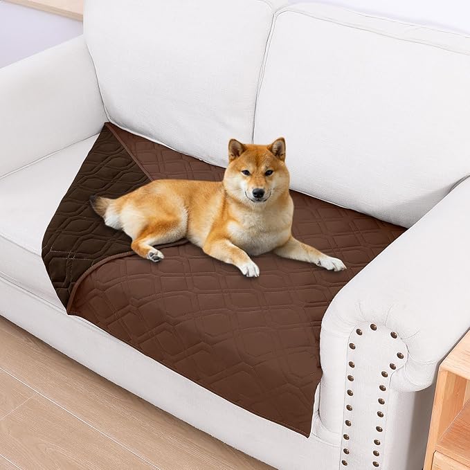 Smiry Reversible Waterproof Couch Covers for Sofa, Washable Dogs Pet Couch Covers for 3 Cushion Sofa Pet Friendly, Water Resistant Furniture Protector Slipcover, Geometric (30"x53", Brown/Chocolate)