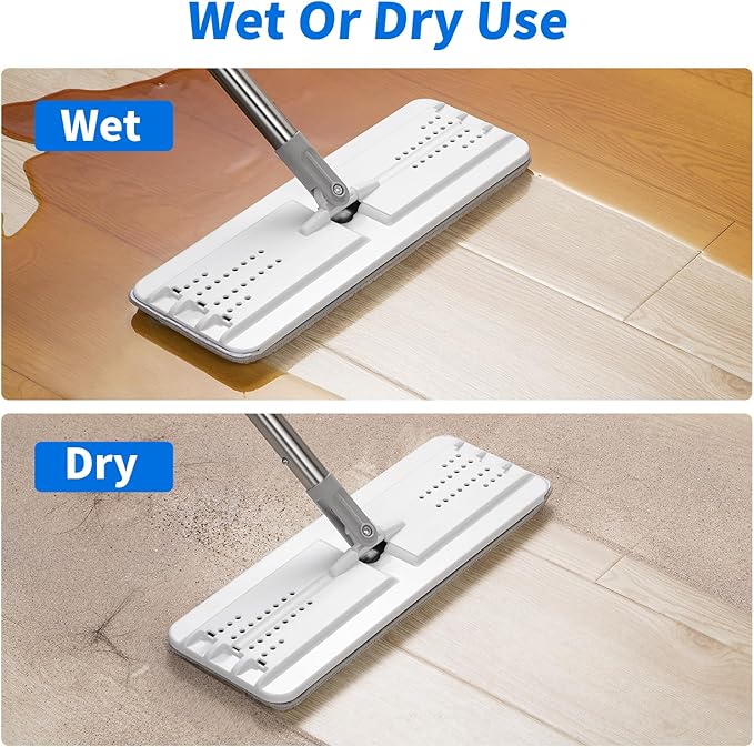 Oshang Flat Mop Head Refill, 13" X 4.9" Flat Mop Pads, Microfiber Mop Pads Flat Mop Replacement Heads (White and Grey)