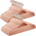 SONGMICS Velvet Hangers, Set of 60 Clothes Hanger with Rose Gold Swivel Hook, Non-Slip, and Space-Saving, 0.2-Inch Thick, 17.1-Inch Long for Coat, Shirt, Dress, Pants, Tie, Coral Pink UCRF0021R01