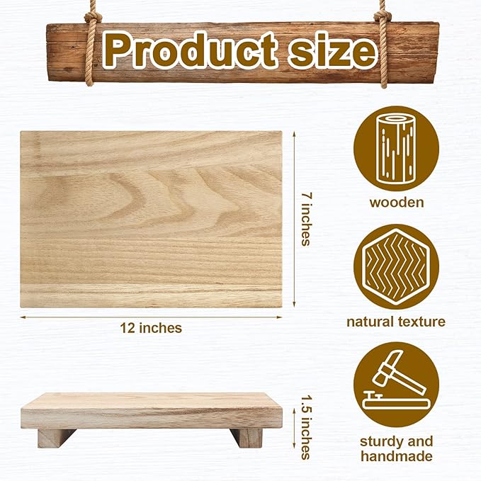 Nuogo Wood Riser Tray Soap, Stand Soap Tray for Kitchen Sink, Wood Pedestal for Kitchen Counter Sink Stand Decorative Rustic Bathroom Dishes Plant Bottles Candles Display(12 x 7 Inch,Natural)