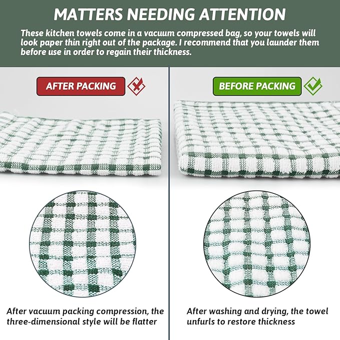 Nialnant 8 Pcs Kitchen Dish Rags,100% Cotton Kitchen Towels Soft Absorbent Quick Drying Dish Cloths for Washing Dishes,Cleaning rags-11 x 11In