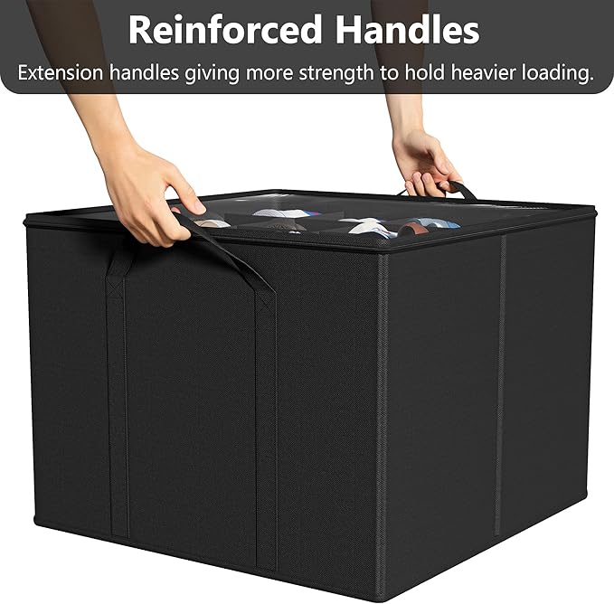 SUOCO 2 Pack Shoe Organizer for Closet, Fits up to 32 Pairs, Small Space Shoe Storage Boxes Bins Containers w/Adjustable Dividers and Clear Top, Black