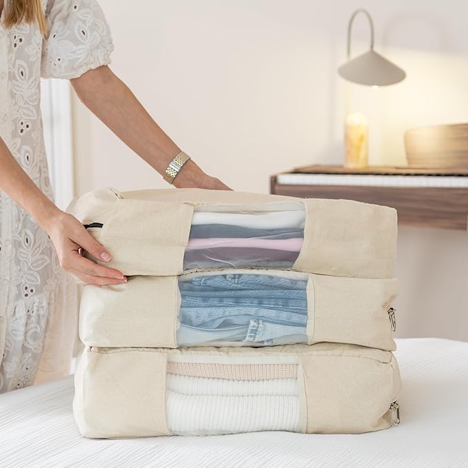 Cashmere Storage Bags - 100% Cotton, Moth Proof, Zipper Closure, Reusable, Washable Garment Storage Bags for Sweaters, Dresses - Perfect for Underbed Storage and Organizing Sweaters in Closet (1 Bag)