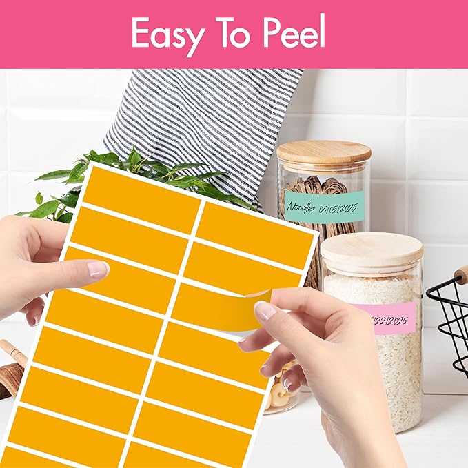 512 Color Coding Labels, 16 Colors Blank Stickers Mini Rectangular Labels 3 x 1”, Colored Assorted Sticker for Marking Projects, Boxes, Jars, Storage Containers, Files