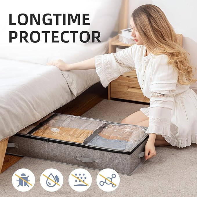 TAILI Under Bed Vacuum Storage Bags for Comforters and Blankets, Save 80% Space, Large Capacity Foldable Under Bed Storage Box for Quilts Pillow Blankets Linen, 41" x 17.7" x 6", Jumbo Vacuum Seal