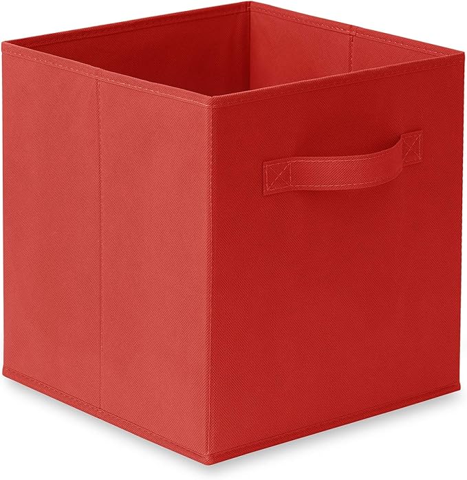 Casafield Set of 6 Collapsible Fabric Cube Storage Bins, Red - 11" Foldable Cloth Baskets for Shelves, Cubby Organizers & More