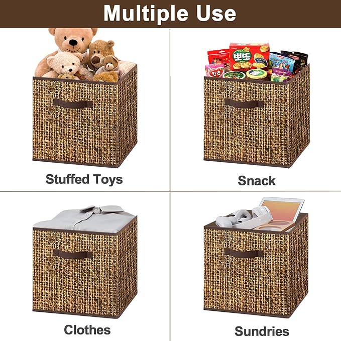 homyfort 11x11 Cube Storage Bins - Fabric Cubby Bins with Dual Handles, Collapsible Storage Organizer for Shelf, Closet, Nursery, Set of 6