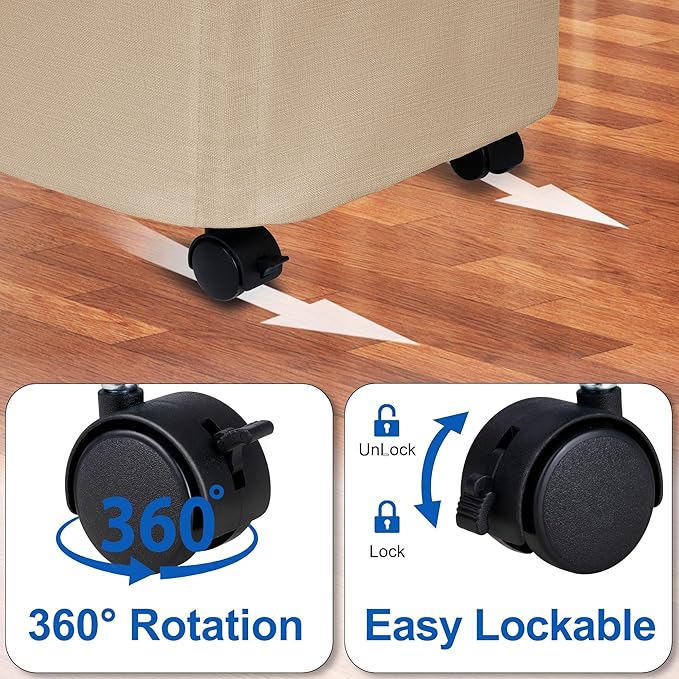 Slim Laundry Hamper with Lid and Wheels, Small Rolling Laundry Basket with Handle for Small Spaces, Tall Dirty Clothes Hampers for Dorm, Bathroom and Bedroom, 75L, Oatmeal