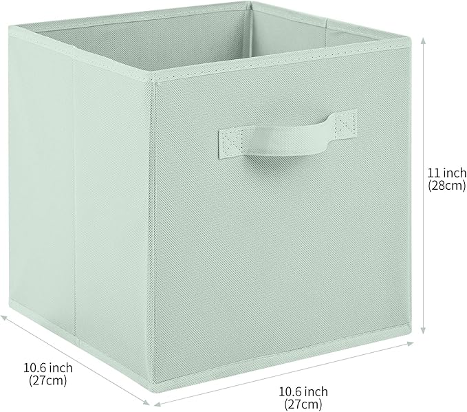 Stero Fabric Storage Bins 6 Pack Fun Colored Durable Storage Cubes with Fabric Handles Foldable Cube Baskets for Home, Kids Room, Closet and Toys Organization Cyan, Green, Yellow