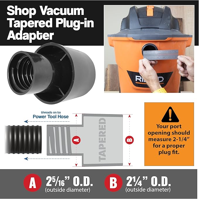 10 Foot Long Dust Collection Power Tool Hose Kit with 8 Attachments for Multiple Types/Brands of Power Tools and Work Shop Vacuums Featuring Sili Flex Fit Fittings (Hose w/ 8 Fittings)