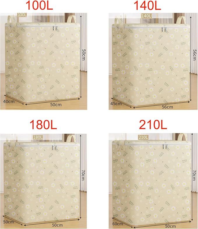 Comforter Storage Bag, Extra Large Clothes Storage Organizer for Blankets Bedding Sweaters, Foldable Soft Storage, Zipper Closure, Carry Handles, Closet Under Bed Moving Travel (180L)