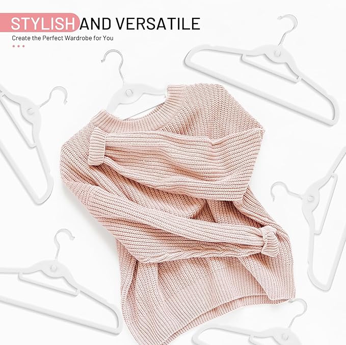 Velvet Stackable Hangers 30 Pack, STOPKLAS White Clothes Hangers Non Slip Felt Hangers with 360° Swivel Hook, Thin Hanger Space Saving, Heavy Duty Closet Hanger for Clothes, Coats, Suits, Dress, Pants