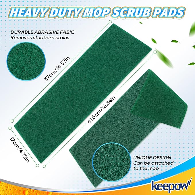 KEEPOW Scrub Mop Pads Replacement Compatible with Libman Freedom Spray Mop, Mop Scrubber Attachment for Floor Cleaning, Fit for Rubbermaid and Turbo & Other 18 Inch Microfiber Mops