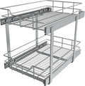 2 Tier Pull Out Cabinet Organizer 15" W X 22" D, Slide Out Drawers For Kitchen Cabinets, Pull Out Drawers For Cabinets Capacity Heavy Duty Caddy, Cabinet Pullout Shelves Chrome-Plated,Bathroom Pantry | Slide Out Drawers, For Kitchen Cabinets, Heavy Dut...