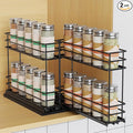 Pull Out Spice Rack Organizer for Cabinet, Slide Out Spice Racks, Easy to Install Spice Cabinet Organizers, 5.28" Wx10.43 Dx8.26 H, 2 Drawers 2 Tiers(Black)