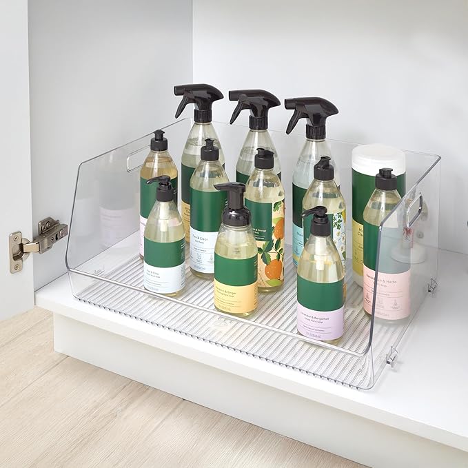 iDesign Stackable Open-Front Storage Bin, Extra Long Organizer for Kitchen or Pantry, Clear