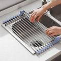 NEZUIBAN Drying Rack with Roll Up and Over Sink for Kitchen,17.5"x15.7",Gray