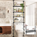 Goovilla Over The Toilet Storage Shelf, 4 Tier Bathroom Organizer Shelves with 64-124inch(H) 15-27inch(W) Adjustable No Drilling Tension Mounting, Black Space Saver Bathroom Shelf Rack Above Toilet