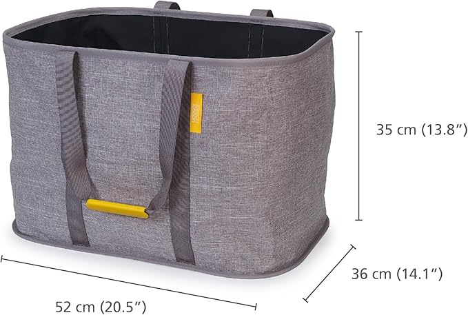 Joseph Joseph Hold-All Max Collapsible 55L/14.5 Gallon Washing Laundry Basket Bag, Durable Fabric, Moisture Resistant, Grey