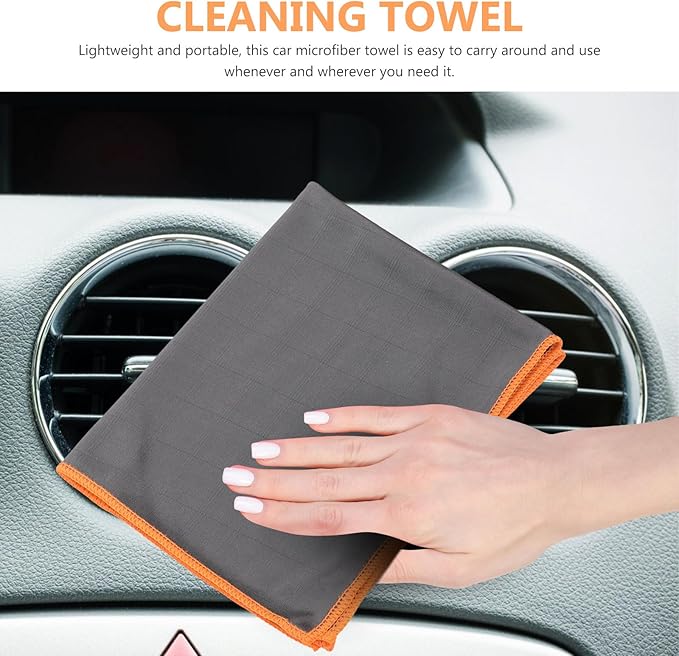 Cabilock Microfiber Cleaning Cloth Car Wipe Absorbent Window Glass Cleaning Rag Washable Orange Car Care Cloth for Interior and Exterior Detailing